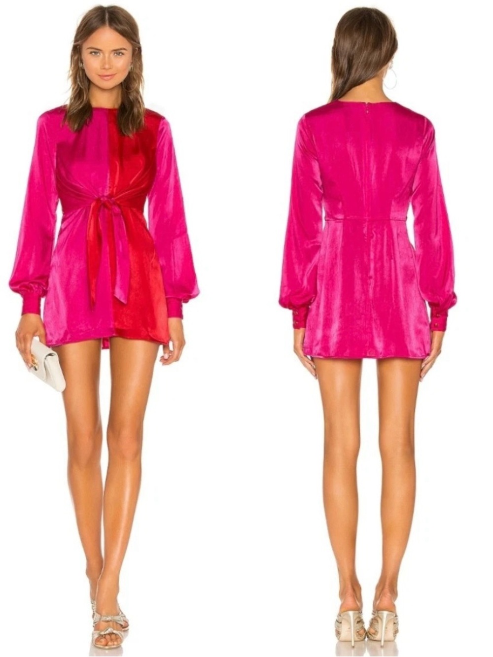 House of Harlow 1960 X Revolve Lotta Dress Size Small Pink Red Colorblock